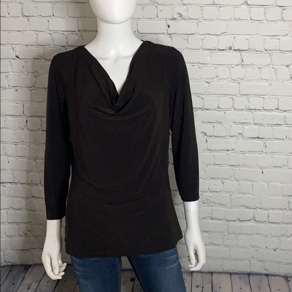 Ellen Tracy Tops - Ellen Tracy Black Long Sleeve Swoop Neck Top